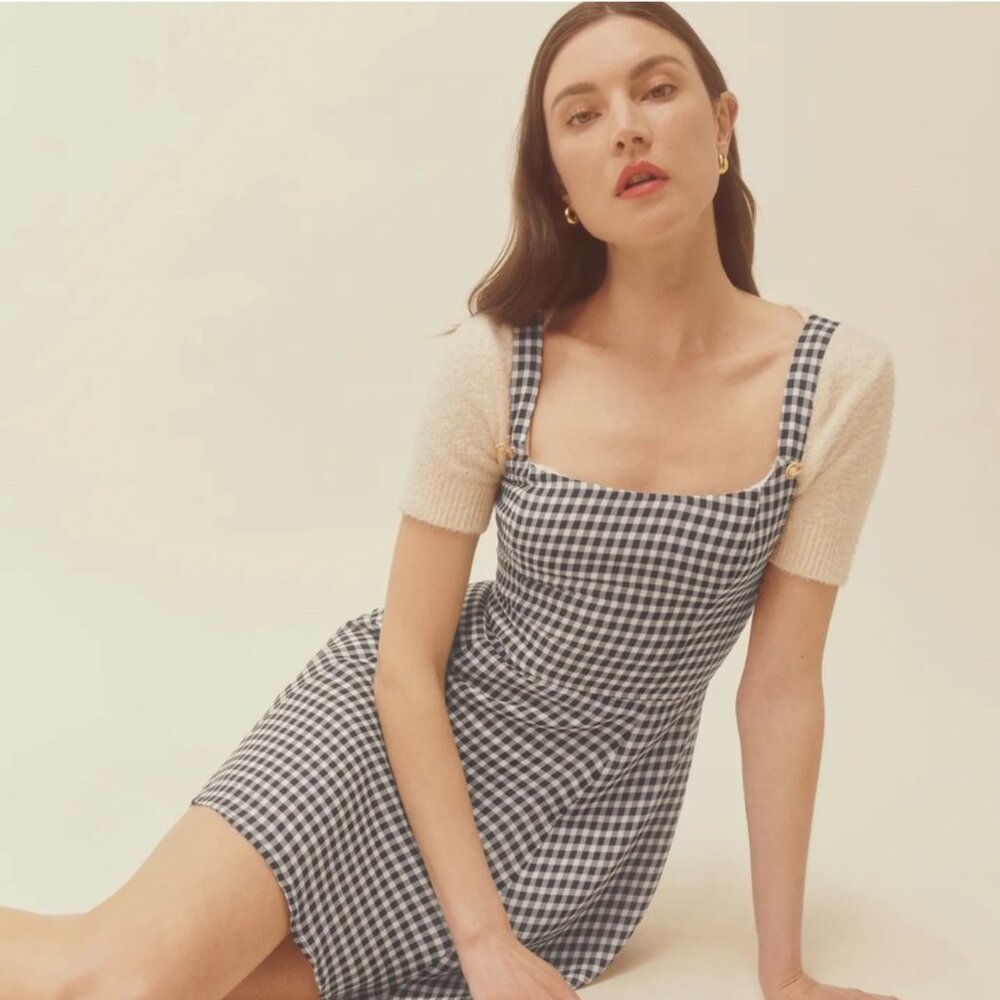 Reformation Tai Dress in Black and White Check